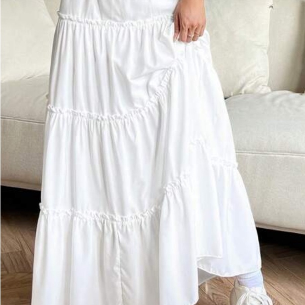 White Tiered Maxi Skirt